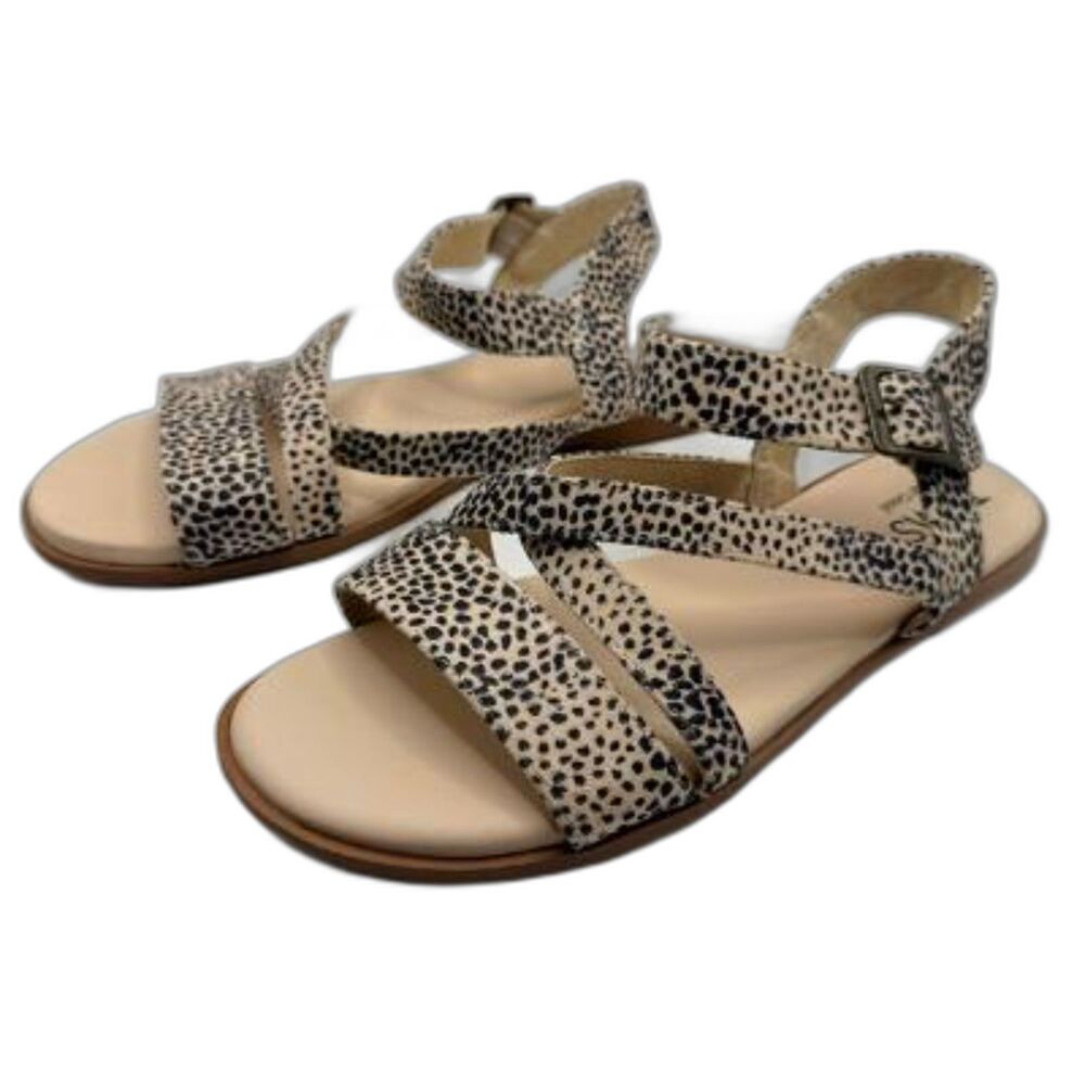TOMS Sicily Strappy Sandals 7.5 in Macadamia Mini Cheetah Print Suede